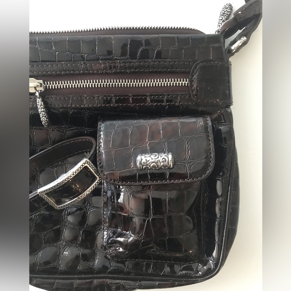 Brighton Crocodile Embossed Patent Leather Crossbody Bag - Picture 10 of 12